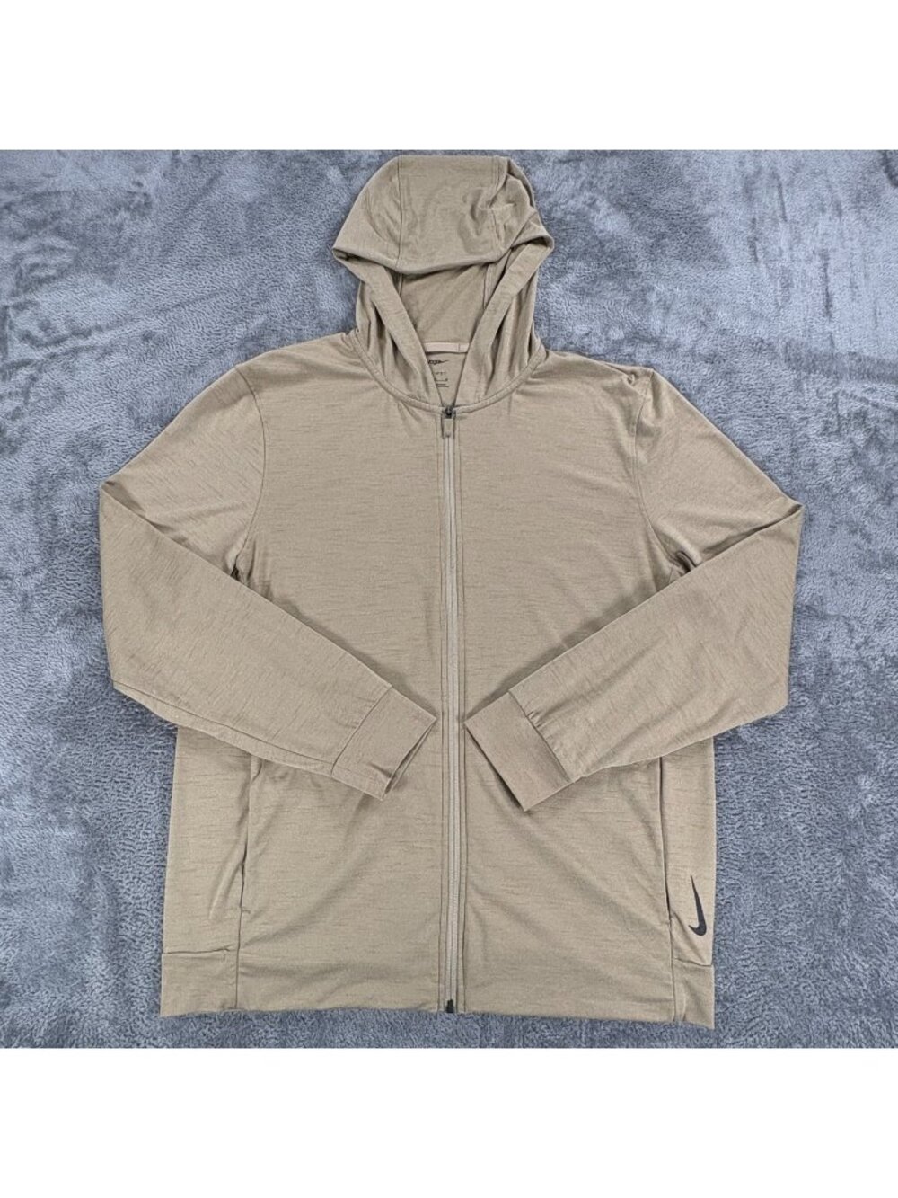 Nike Yoga Dri-FIT Full Zip Hoodie Mens M Taupe Khaki CZ2217-247 Gym Run Workout